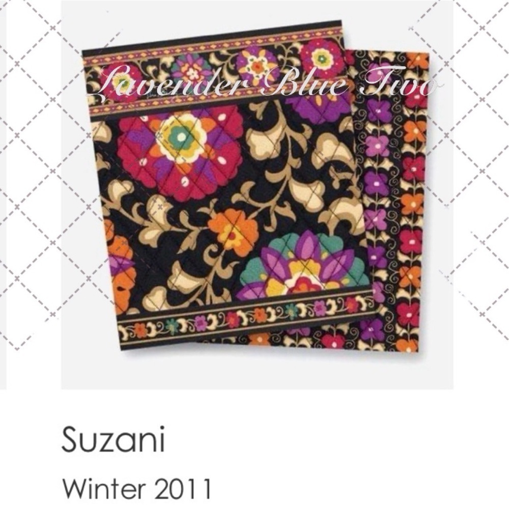 VERA BRADLEY Suzani XL 2011 Duffle Bag Black Purple Gold Floral Y2K Travel Quilt - Picture 13 of 13